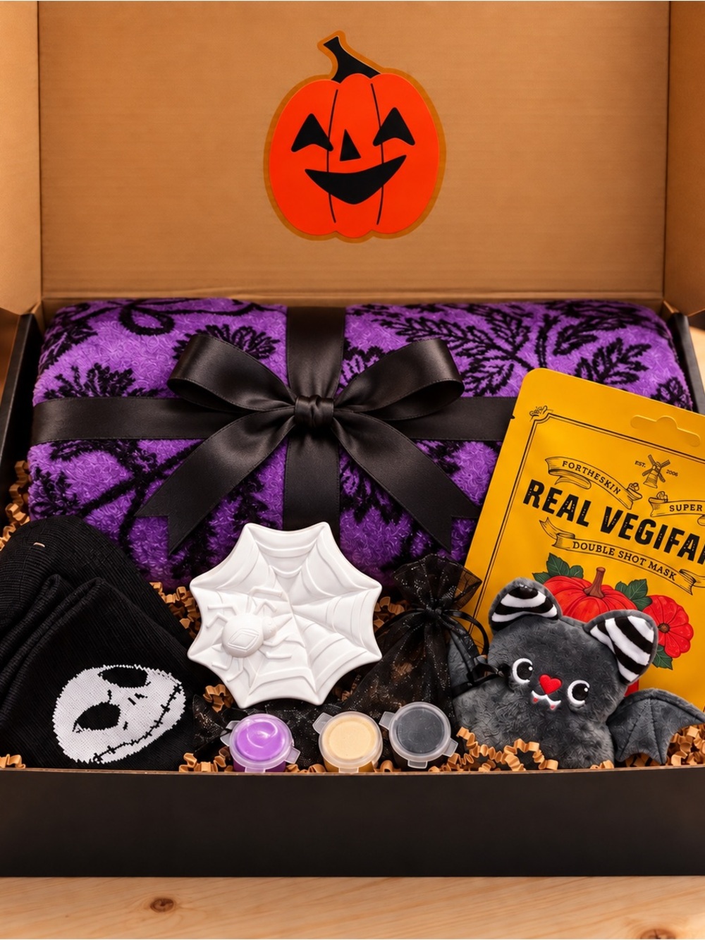 Halloween Gift Box 50x60 Throw Blanket Socks DIY Craft Self Care Set